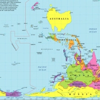 Carte du monde vu d'Australie